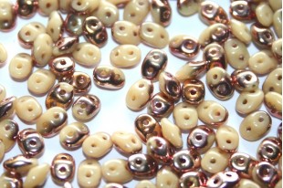 Superduo Beads Opaque Ivory Capri Gold 5x2,5mm - 10gr