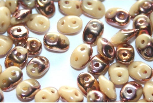 Superduo Beads Opaque Ivory Capri Gold 5x2,5mm - 10gr 2