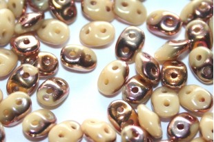 Superduo Beads Opaque Ivory Capri Gold 5x2,5mm - 10gr
