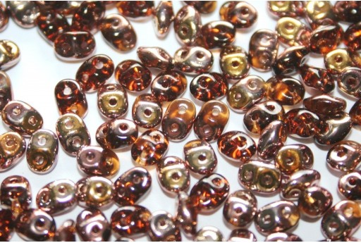 Perline Superduo Smoky Topaz Capri Gold 5x2,5mm - 10gr