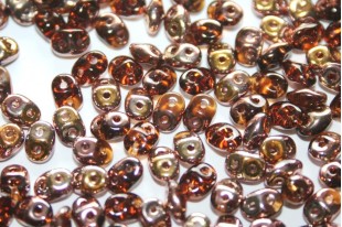 Perline Superduo Smoky Topaz Capri Gold 5x2,5mm - 10gr