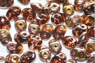 Superduo Beads Smoky Topaz Capri Gold 5x2,5mm - 10gr