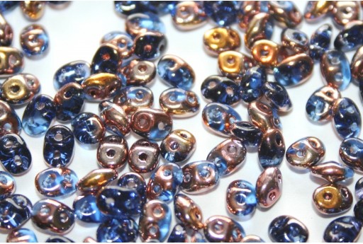 Perline Superduo Sapphire Capri Gold 5x2,5mm - 10gr