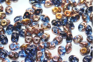 Perline Superduo Sapphire Capri Gold 5x2,5mm - 10gr