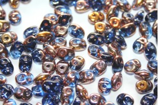 Superduo Beads Sapphire Capri Gold 5x2,5mm - 10gr