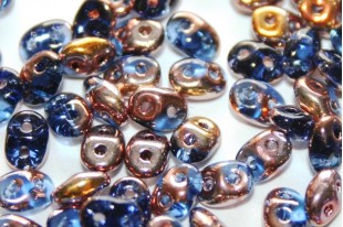 Superduo Beads Sapphire Capri Gold 5x2,5mm - 10gr