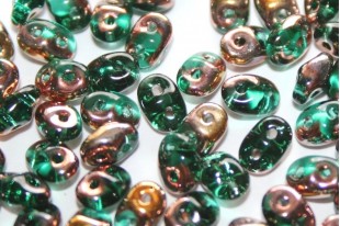 Superduo Beads Emerald Capri Gold 5x2,5mm - 10gr