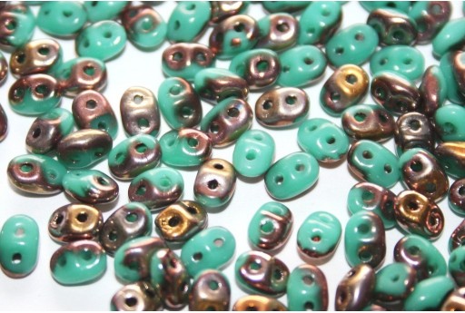 Superduo Beads Turquoise Capri Gold 5x2,5mm - 10gr