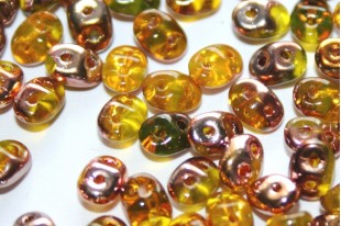 Perline Superduo Amber Capri Gold 5x2,5mm - 10gr
