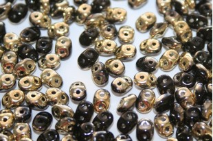 Superduo Beads Jet Amber 5x2,5mm -10gr