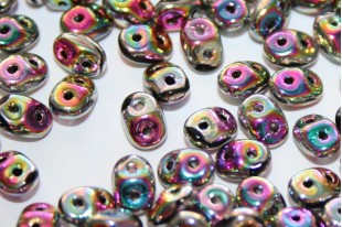 Superduo Beads Jet Full Vitral Green 5x2,5mm - 10gr