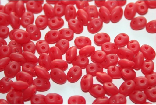 Superduo Beads Matte-Opal Red 5x2,5mm - 10gr