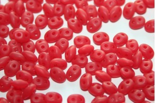 Superduo Beads Matte-Opal Red 5x2,5mm - 10gr