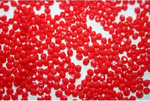 Fire Polished Beads Mid Opaque Light Red 3mm - 1200pcs