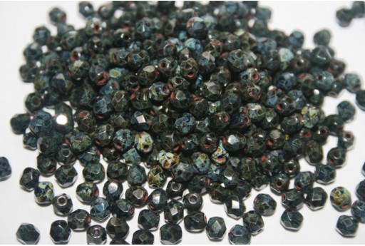 Fire Polished Beads Jet Picasso 4mm - 1200pcs