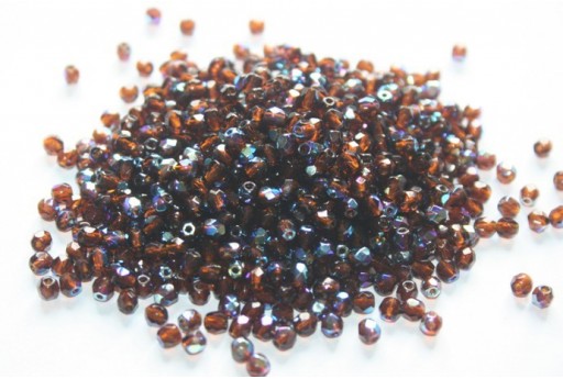 Fire Polished Beads Dark Topaz AB 4mm - 1200pcs