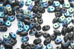 Superduo Beads Jet AB Matted 5x2,5mm - 10gr