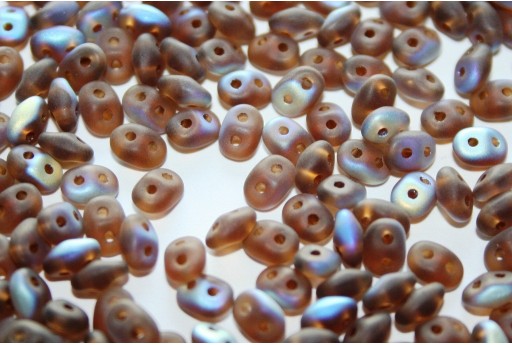 Superduo Beads Matte-Smoky Topaz AB 5x2,5mm - 10gr