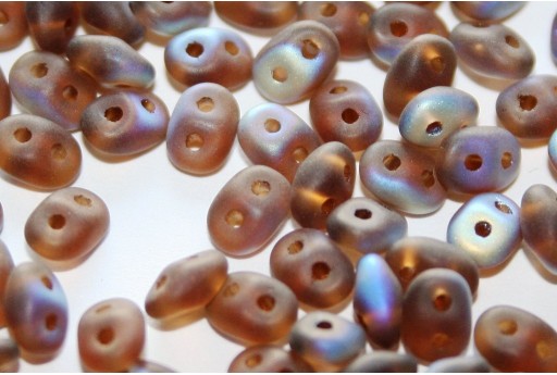 Superduo Beads Matte-Smoky Topaz AB 5x2,5mm - 10gr 2