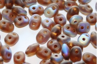 Superduo Beads Matte-Smoky Topaz AB 5x2,5mm - 10gr