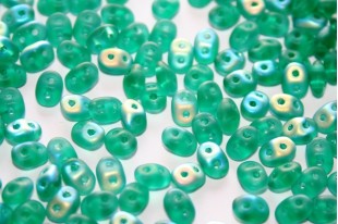 Perline Superduo Emerald AB Matted 5x2,5mm - 10gr