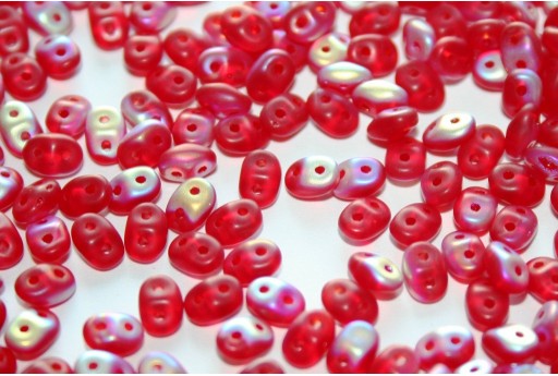 Superduo Beads Red AB Matted 5x2,5mm - 10gr