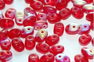Superduo Beads Red AB Matted 5x2,5mm - 10gr