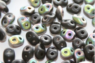 Superduo Beads Jet Vitrail Matted 5x2,5mm - 10gr