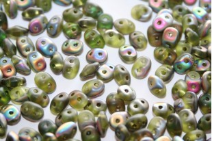 Superduo Beads Matte-Vitrail Olivine 5x2,5mm - 10gr