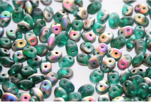 Superduo Beads Emerald Vitrail Matted 5x2,5mm - 10gr