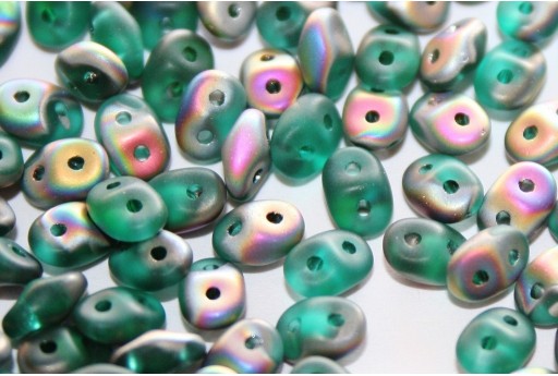 Superduo Beads Emerald Vitrail Matted 5x2,5mm - 10gr 2