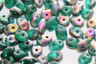 Superduo Beads Emerald Vitrail Matted 5x2,5mm - 10gr