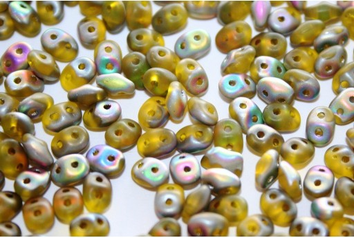 Superduo Beads Matte-Vitrail Smoky Jonquile 5x2,5mm - 10gr