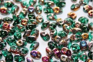 Superduo Beads Emerald Sliperit 5x2,5mm - 10gr