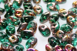 Superduo Beads Emerald Sliperit 5x2,5mm - 10gr