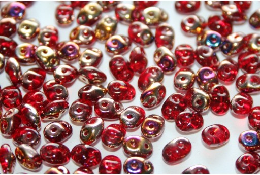 Perline Superduo Siam Ruby Sliperit 5x2,5mm - 10gr