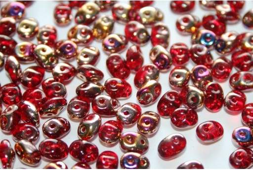 Perline Superduo Siam Ruby Sliperit 5x2,5mm - 10gr