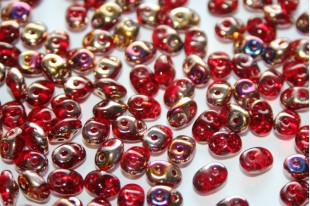 Perline Superduo Siam Ruby Sliperit 5x2,5mm - 10gr