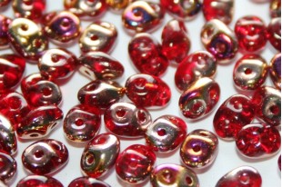 Perline Superduo Siam Ruby Sliperit 5x2,5mm - 10gr