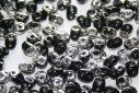 Superduo Beads Silver 1/2 Coated Jet 5x2,5mm - 10gr