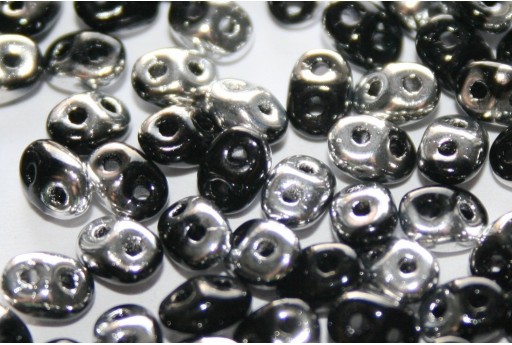 Superduo Beads Silver 1/2 Coated Jet 5x2,5mm - 10gr 2