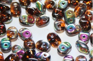 Superduo Beads Vitrail Smoky Topaz 5x2,5mm - 10gr