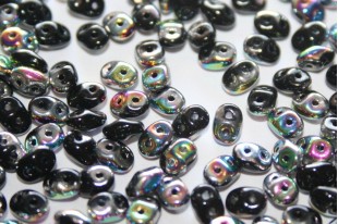 Superduo Beads Vitrail Jet 5x2,5mm - 10gr