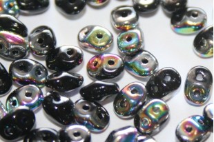 Superduo Beads Vitrail Jet 5x2,5mm - 10gr