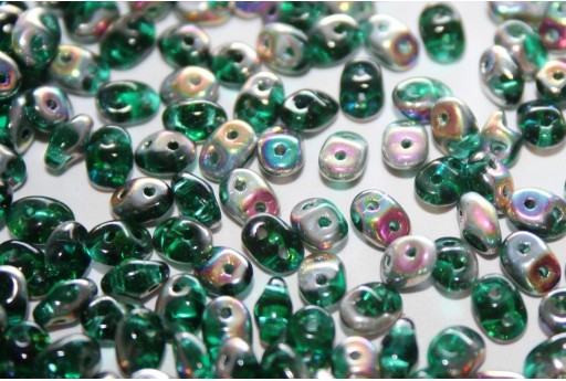 Perline Superduo Emerald Vitrail 5x2,5mm - 10gr