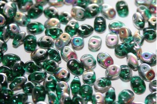 Superduo Beads Emerald Vitrail 5x2,5mm - 10gr