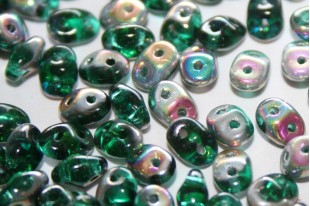 Perline Superduo Emerald Vitrail 5x2,5mm - 10gr