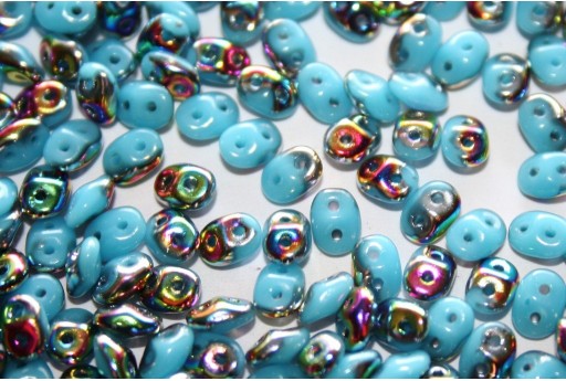 Perline Superduo Vitral-Blue Turquoise 5x2,5mm - 10gr