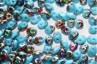 Perline Superduo Vitral-Blue Turquoise 5x2,5mm - 10gr