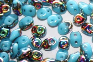 Perline Superduo Vitral-Blue Turquoise 5x2,5mm - 10gr